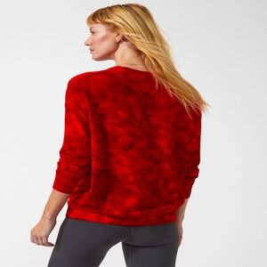 ATHLETA 'Chakra' Red Floral Pullover 'Sweatshirt' Top Relaxed Fit - Size Large